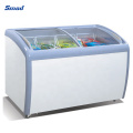 110V 60Hz 5.7 Cuft Curved Sliding Glass Top Ice Cream Freezer for USA